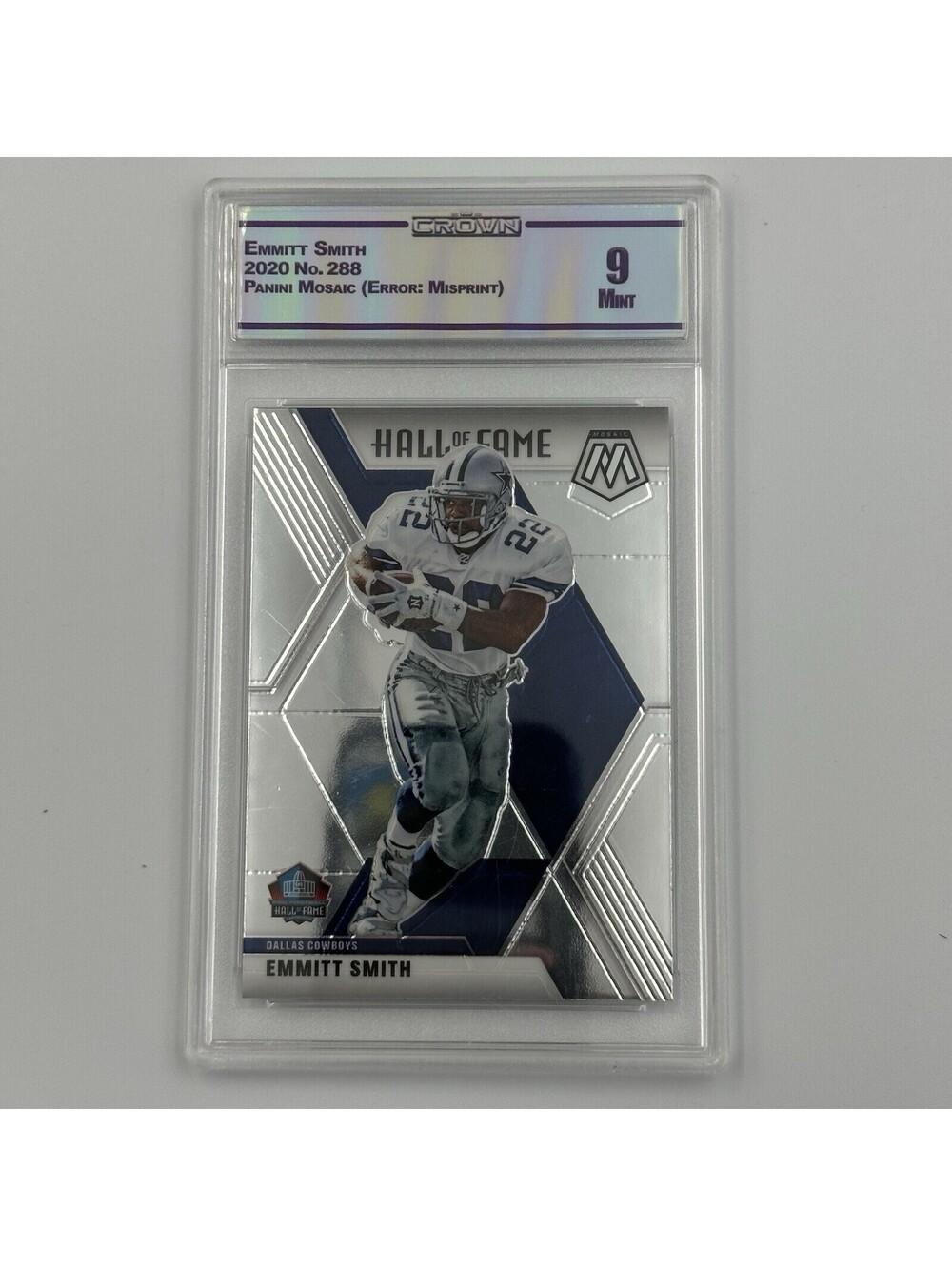 Emmitt Smith 2020 Panini Mosaic HOF #288 Error Card (Misprint) Crown 9
